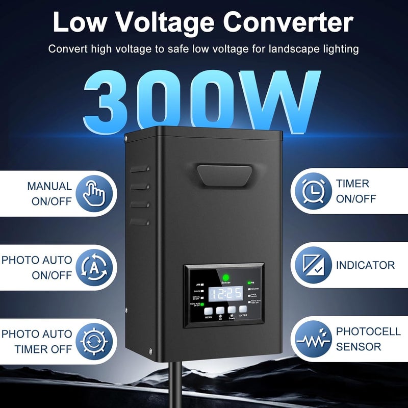 ROLANCHE 300W Low Voltage Landscape Transformer, Landscape Lighting Transformer with Timer and photocell Sensor, 120V AC to 12V/14V AC Outdoor Weatherproof Low Voltage Transformers for Landscape Lighting - Image 3